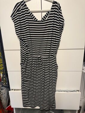 torrid Black and White Striped Midi Dress